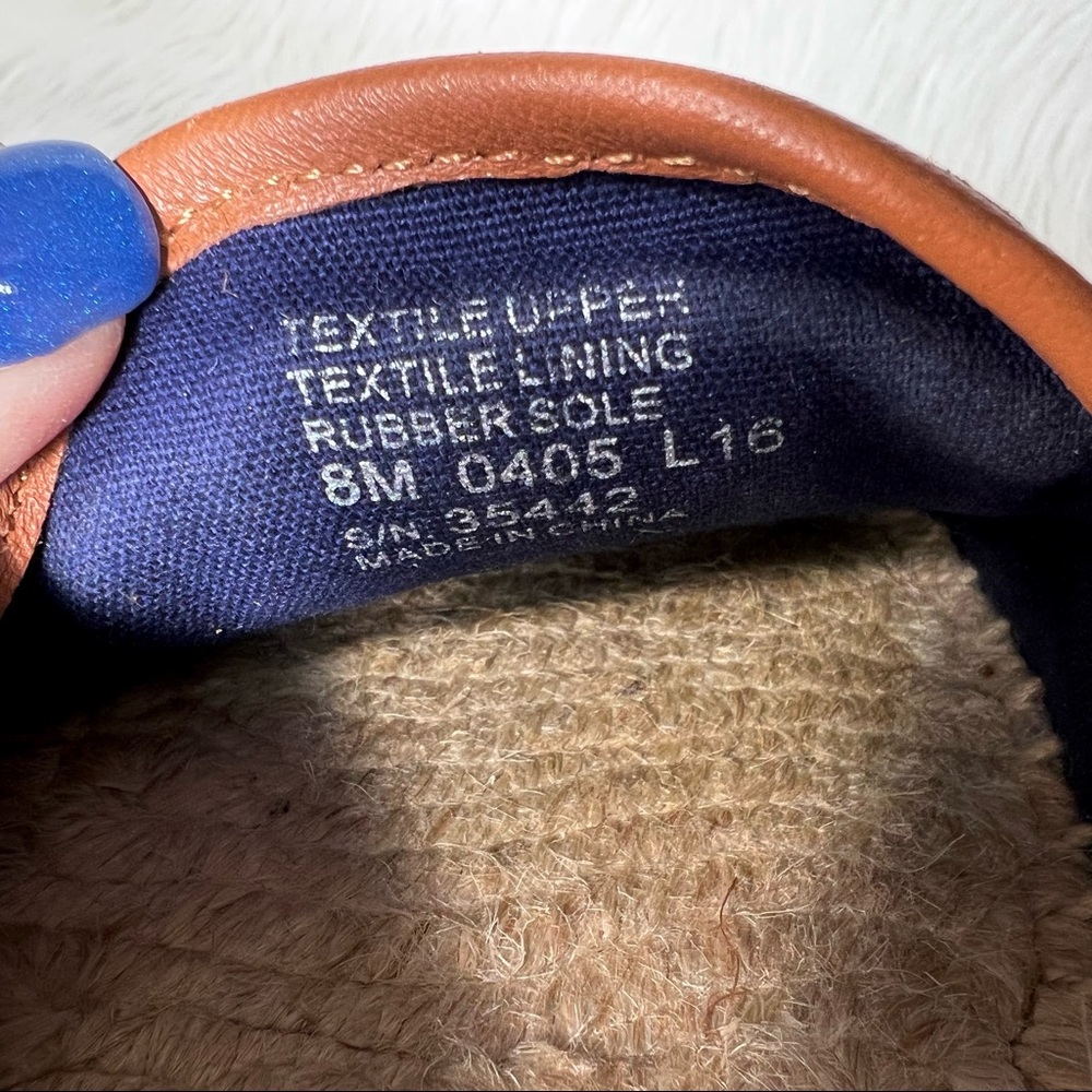 SOLD-Tory Burch Nautical Anchor & Logo Flat Slip On Navy Blue Canvas Espadrilles - Picture 10 of 10